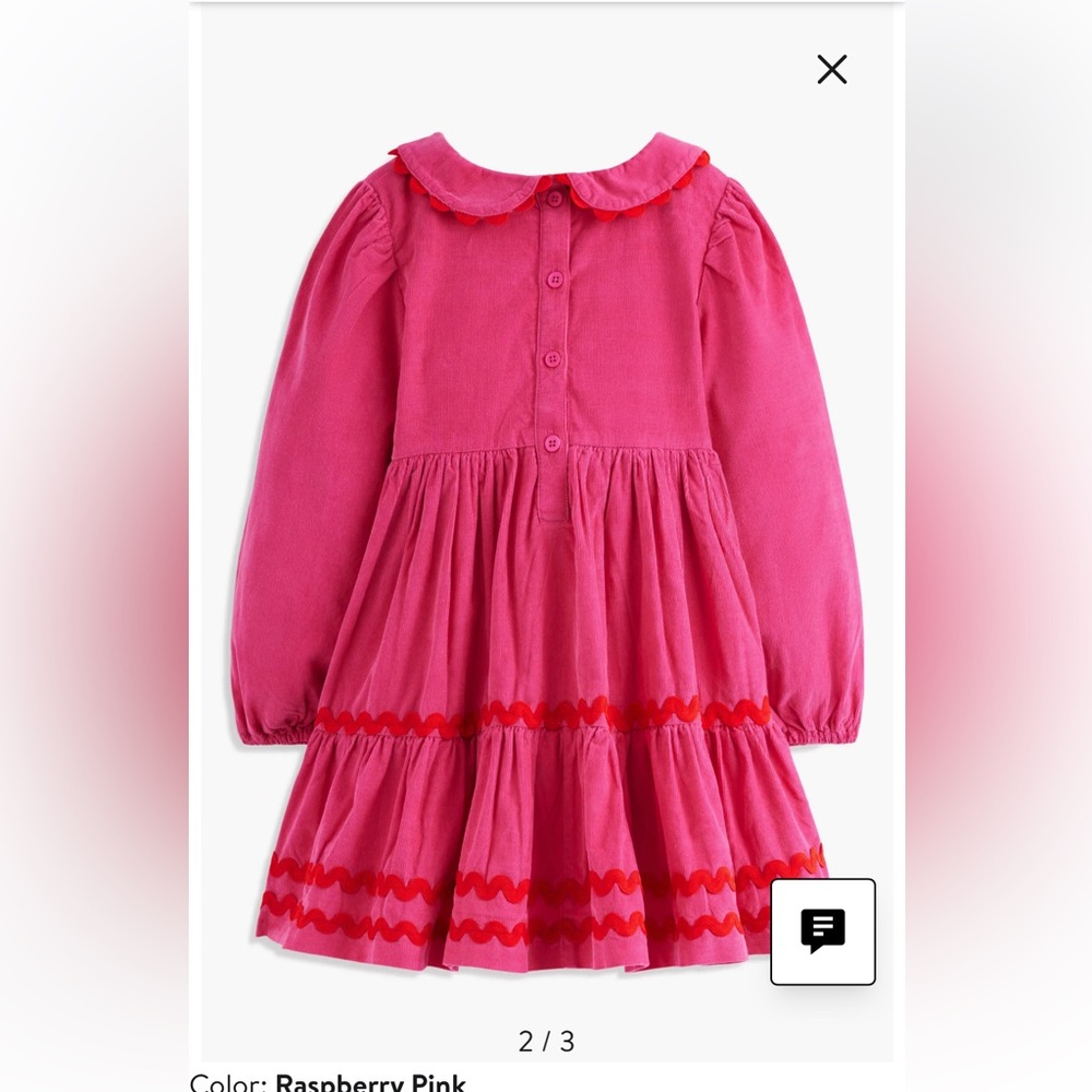 Mini Boden Bright Pink Tiered Long-Sleeve Dress - Picture 2 of 6